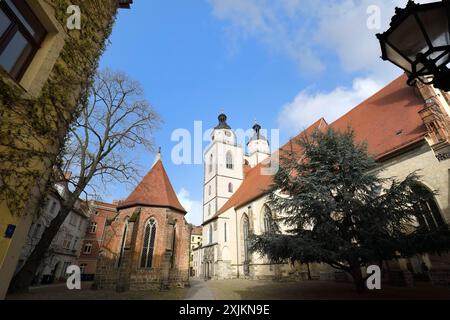 Église St Mary Town et chapelle Corpus Christi, Luther City Wittenberg, Saxe Anhalt, Allemagne Banque D'Images