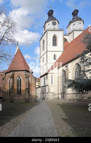 Église St Mary Town et chapelle Corpus Christi, Luther City Wittenberg, Saxe Anhalt, Allemagne Banque D'Images