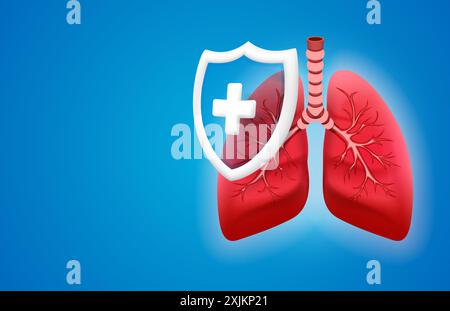 Poumons humains, protection respiratoire, protection pulmonaire contre les virus. Vecteur Illustration de Vecteur