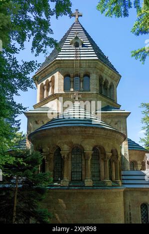 Église commémorative de Saint-Louis, chapelle votive néo-romane, mémorial au roi Louis II de Bavière près de Berg sur les rives du lac Starnberg, dans le Haut Banque D'Images