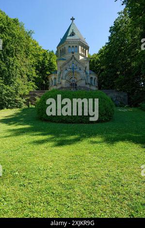 Église commémorative de Saint-Louis, chapelle votive néo-romane, mémorial au roi Louis II de Bavière près de Berg sur les rives du lac Starnberg, dans le Haut Banque D'Images