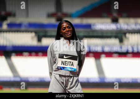 London Stadium, Londres, Royaume-Uni. 19 juillet 2024. Conférence de presse et photo de la London Diamond League Athletics 2024 ; le sprinter britannique Daryll Neita pose pour les médias crédit : action plus Sports/Alamy Live News Banque D'Images