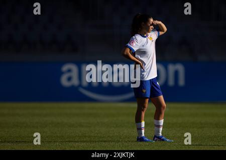 Kaunas, Lituanie, 17 juillet 2024. ELISA Rambaud, de France, réagit lors de la finale du Championnat féminin des moins de 19 ans de l'UEFA 2023/2024 du Groupe A entre la Lituanie et la France au stade Darius et Girenas à Kaunas, en Lituanie. 17 juillet 2024. Crédit : Nikola Krstic/Alamy Banque D'Images