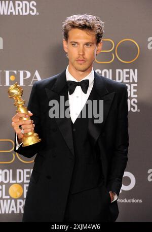 Austin Butler lors de la 80e cérémonie annuelle des Golden Globe Awards qui s'est tenue au Beverly Hilton Hotel à Beverly Hills, États-Unis, le 10 janvier 2023 Banque D'Images