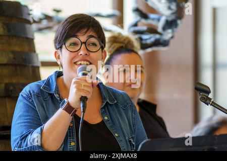 Natalia Tascon i Maria Magdalena Amengual. Singer, Calendari folkloric de Rafel Ginard, Binisalem, Majorque, Îles Baléares, Espagne Banque D'Images