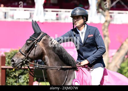 Edward Levy de France lors de la remise des prix du Groupe Prix cordon au Jumping International de Dinard le 19 juillet 2024, Dinard, France (photo par Maxime David - MXIMD Pictures) Banque D'Images