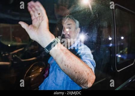 Milan, Milan, observations de célébrités - Nick Mason's Saucerful of secrets in Milan. Sur la photo : Nick Mason arrive au Teatro degli Arcimboldi pour le concert Banque D'Images