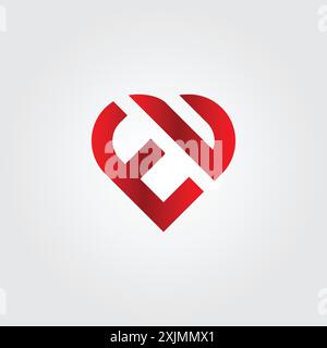 Lettre eu Love and Care logo avec icône de coeur Illustration de Vecteur