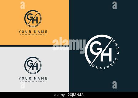 Lettre abstraite GH logo - modèle de monogramme initial pour Alphabet G et H. Illustration de Vecteur