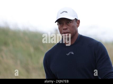 Troon, Royaume-Uni. 19 juillet 2024. American Tiger Woods lors de la deuxième manche du 152e Open Championship au Royal Troon Golf Club de Troon, Écosse, le vendredi 19 juillet 2024. Tiger Woods a raté la coupe et a terminé avec un score de quatorze sur par. Photo de Hugo Philpott/UPI crédit : UPI/Alamy Live News Banque D'Images