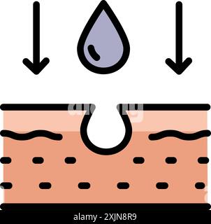 Pictogramme de couleur nettoyant pour les soins de la peau du visage. Icône de nettoyage des pores plat. Icône traitement de la peau. Illustration vectorielle isolée. Nettoyant, acide, exfoliant, Illustration de Vecteur