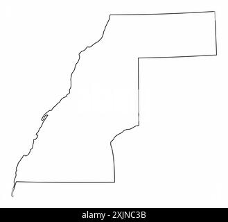 Carte de contour du Sahara Occidental isolé sur fond blanc Illustration de Vecteur