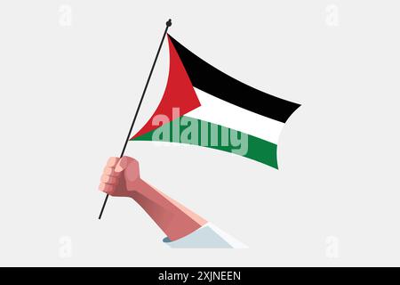 Une main tenant le drapeau palestinien Illustration de Vecteur