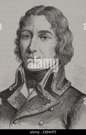 Antoine Richepanse (1770-1802) Administrateur général et colonial français. Portrait. Gravure. "Histoire de la Révolution française". Volume I, 2e partie, 1879. Banque D'Images