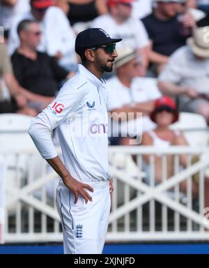 Trent Bridge, Nottingham, Royaume-Uni. 19 juillet 2024. Deuxième test, Day Two Cricket, Angleterre contre Antilles ; Shoaib Bashir d'Angleterre pendant le match crédit : action plus Sports/Alamy Live News Banque D'Images