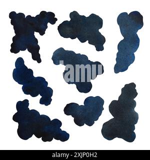 Taches noires de poils de vache ou de chien. Illustrations aquarelles faites à la main. Pour la conception de publicité, d'emballages et d'étiquettes. Pour textiles, imprimés, de Banque D'Images