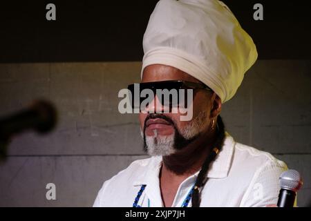 Madrid, Espagne. 19 juillet 2024. La chanteuse brésilienne Carlinhos Brown lors de la rencontre Iberoamerica Dialoga à Casa América à Madrid, 19 juillet 2024, Espagne crédit : Sipa USA/Alamy Live News Banque D'Images