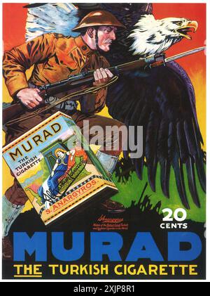 1918 WW1 Murad cigarettes annonce - soldat de la première Guerre mondiale Banque D'Images