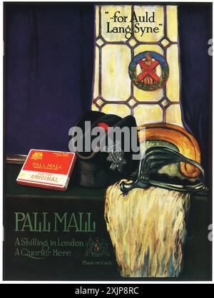 1918 WW1 Pall Mall cigarettes ad - 'pour Auld Lang Syne' Banque D'Images