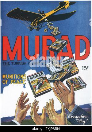 1918 WW1 Murad cigarettes annonce - munitions de paix Banque D'Images