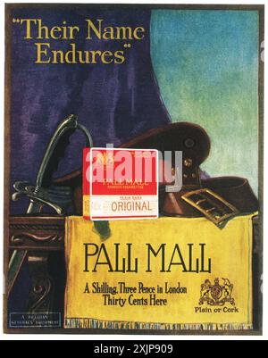 1919 WW1 Pall Mall cigarettes annonce Banque D'Images