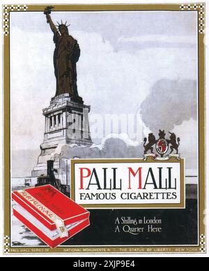 1914 Pall Mall cigarettes annonce - Statue de la liberté Banque D'Images