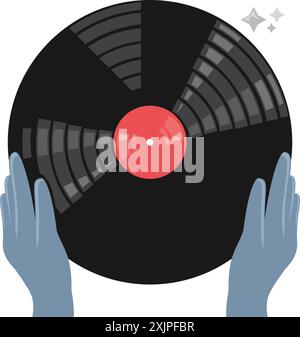 vieux disque vinyle entre les mains Illustration de Vecteur