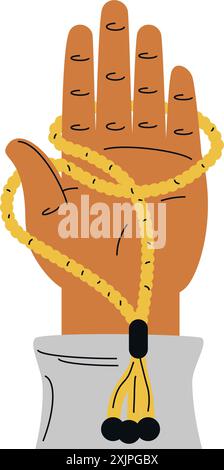 main musulmane tenant des perles en bois priant Illustration de Vecteur