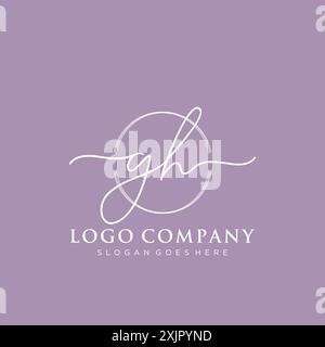 GH écriture manuscrite initiale avec logo de cercle de pinceau Illustration de Vecteur