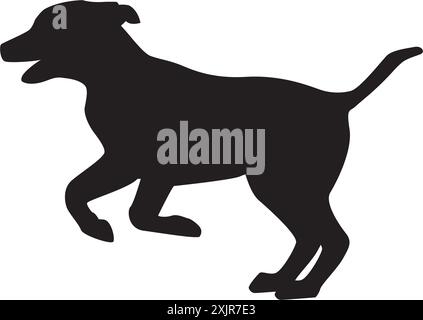 Icône de logo vectoriel de saut de silhouette de chien de course. Fond de silhouette de signe de profil rapide canin de chien de sport Illustration de Vecteur