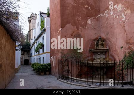 Détail de Santa Cruz, quartier touristique principal de Séville, Espagne, et ancien quartier juif de la ville médiévale situé dans le centre historique Banque D'Images