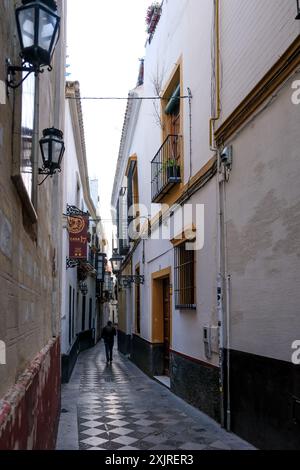 Détail de Santa Cruz, quartier touristique principal de Séville, Espagne, et ancien quartier juif de la ville médiévale situé dans le centre historique Banque D'Images