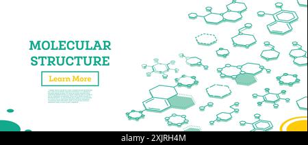 Structure moléculaire. Concept de contour isométrique. Recherche médicale, ADN ou chimie. Illustration vectorielle. Illustration de Vecteur