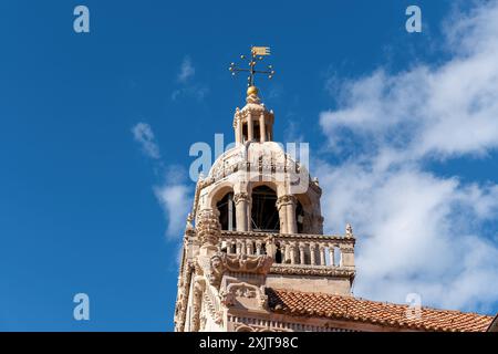 Clocher de la cathédrale de Marc à Korcula - Dalmatie, Croatie Banque D'Images