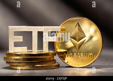 Trading d'ETF sur la crypto-monnaie Ether en bourse Banque D'Images