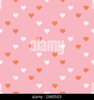 Cute Valentines Day sans couture motif rose et orange petit fond de coeurs. Design romantique pour cartes, tissus ou vêtements de bébé. Illustration de Vecteur