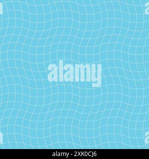 Surface ondulée bleu de l'eau de piscine modèle sans couture avec texture à damier. Fond graphique de fond de piscine. Illustration de Vecteur