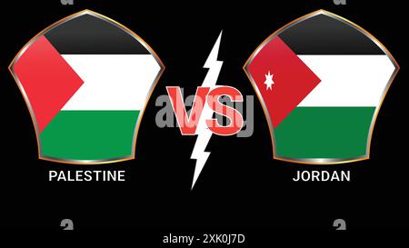 Palestine vs Jordan Soccer match de football avec fond noir et versus Flags Illustration de Vecteur