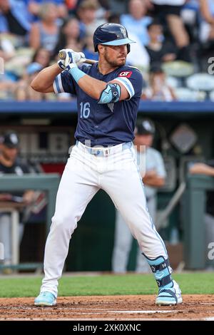 Kansas City, Missouri, États-Unis. 19 juillet 2024. Hunter Renfroe (16 ans), outfielder des Kansas City Royals, battes contre les White Sox de Chicago au Kauffman Stadium de Kansas City, Missouri. David Smith/CSM/Alamy Live News Banque D'Images