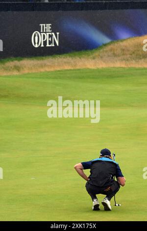 Troon, Écosse, Royaume-Uni. 20 juillet 2024. Sean Crocker sur le 18e au 152e Open à Troon, round 3. 20/07/24. Crédit : CDG/Alamy Live News Banque D'Images