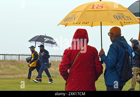 Troon, Écosse, Royaume-Uni. 20 juillet 2024. Shane Lowry sur le 1er fairway de la 3ème manche de l’Open, 20/07/24. Crédit : CDG/Alamy Live News Banque D'Images