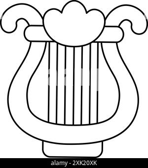 Icône de harpe noir et blanc de vecteur. Mignon Saint Patrick Day ou sirène ligne d'instrument de musique illustration ou coloriage. Clip de fête nationale irlandaise Illustration de Vecteur