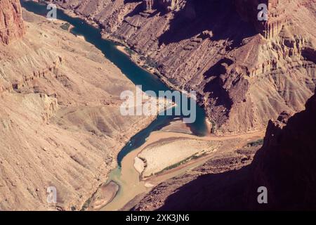 Septembre 1990 : vue aérienne vers le nord-est de la confluence du fleuve Colorado et du Little Colorado River et de la gorge du Little Colorado River à l'extrémité est du Grand Canyon en Arizona. Banque D'Images