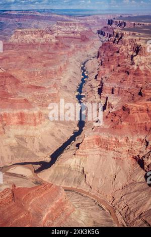 Septembre 1990 : vue aérienne vers le nord de la confluence du fleuve Colorado et du Little Colorado River et de la gorge du Little Colorado River à l'extrémité est du Grand Canyon en Arizona. Banque D'Images