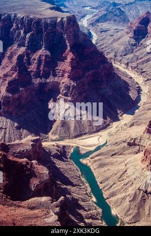 Septembre 1990 : vue aérienne vers l'est de la confluence du fleuve Colorado et du Little Colorado River et de la gorge du Little Colorado River à l'extrémité est du Grand Canyon en Arizona. Banque D'Images