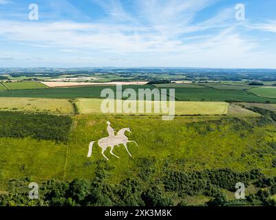 Osmington White Horse d'un drone, Osmington Hill, Weymouth, Dorset, Angleterre Banque D'Images