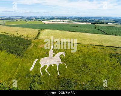 Osmington White Horse d'un drone, Osmington Hill, Weymouth, Dorset, Angleterre Banque D'Images