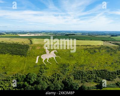 Osmington White Horse d'un drone, Osmington Hill, Weymouth, Dorset, Angleterre Banque D'Images