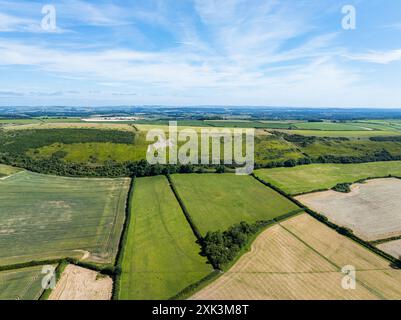 Osmington White Horse d'un drone, Osmington Hill, Weymouth, Dorset, Angleterre Banque D'Images