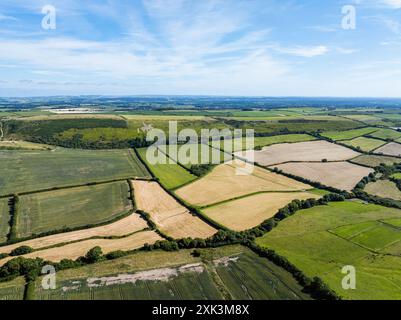 Osmington White Horse d'un drone, Osmington Hill, Weymouth, Dorset, Angleterre Banque D'Images